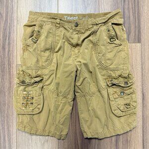 Twoce Y2K Cargo Short Mens 38 (36x12.5) Beige Khaki Utility Grunge Skater Baggy